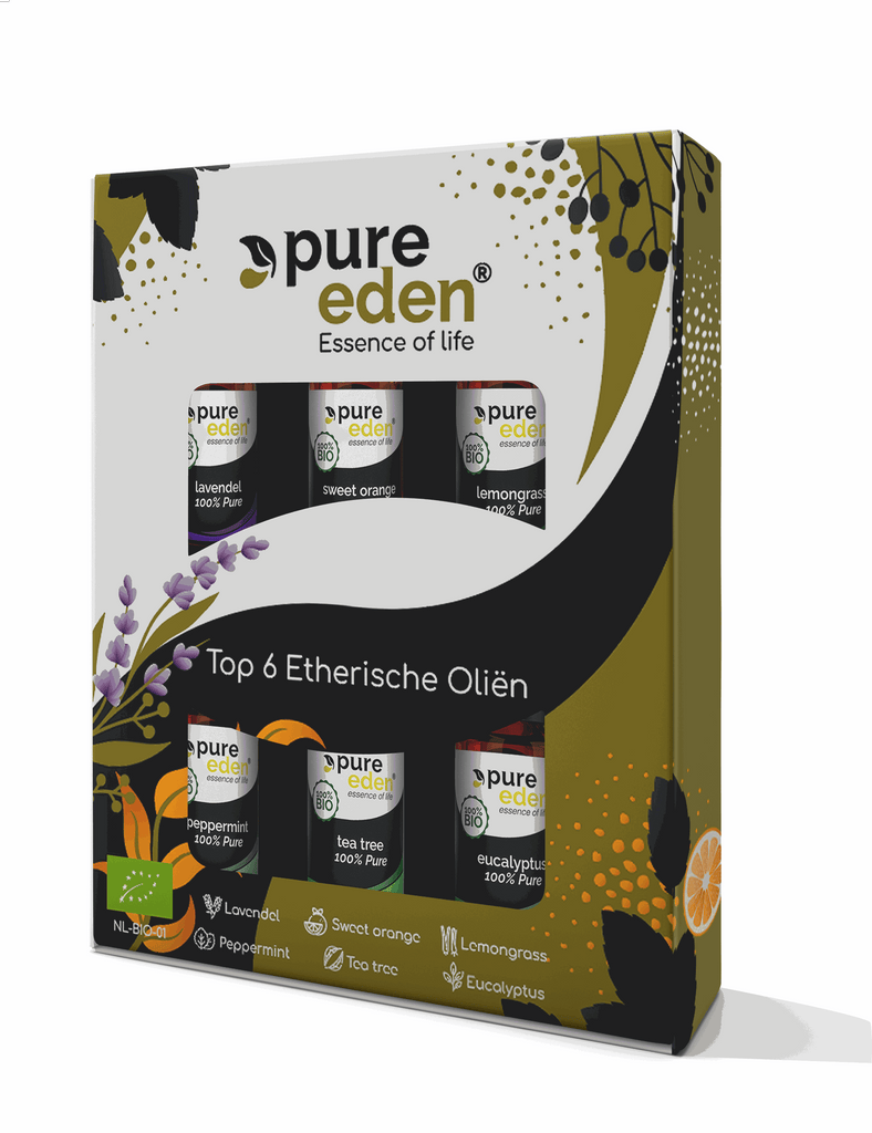 Top 6 Pakket Etherische Oliën Biologisch | 6 x 10 ML | Pure Eden® Green Vitality